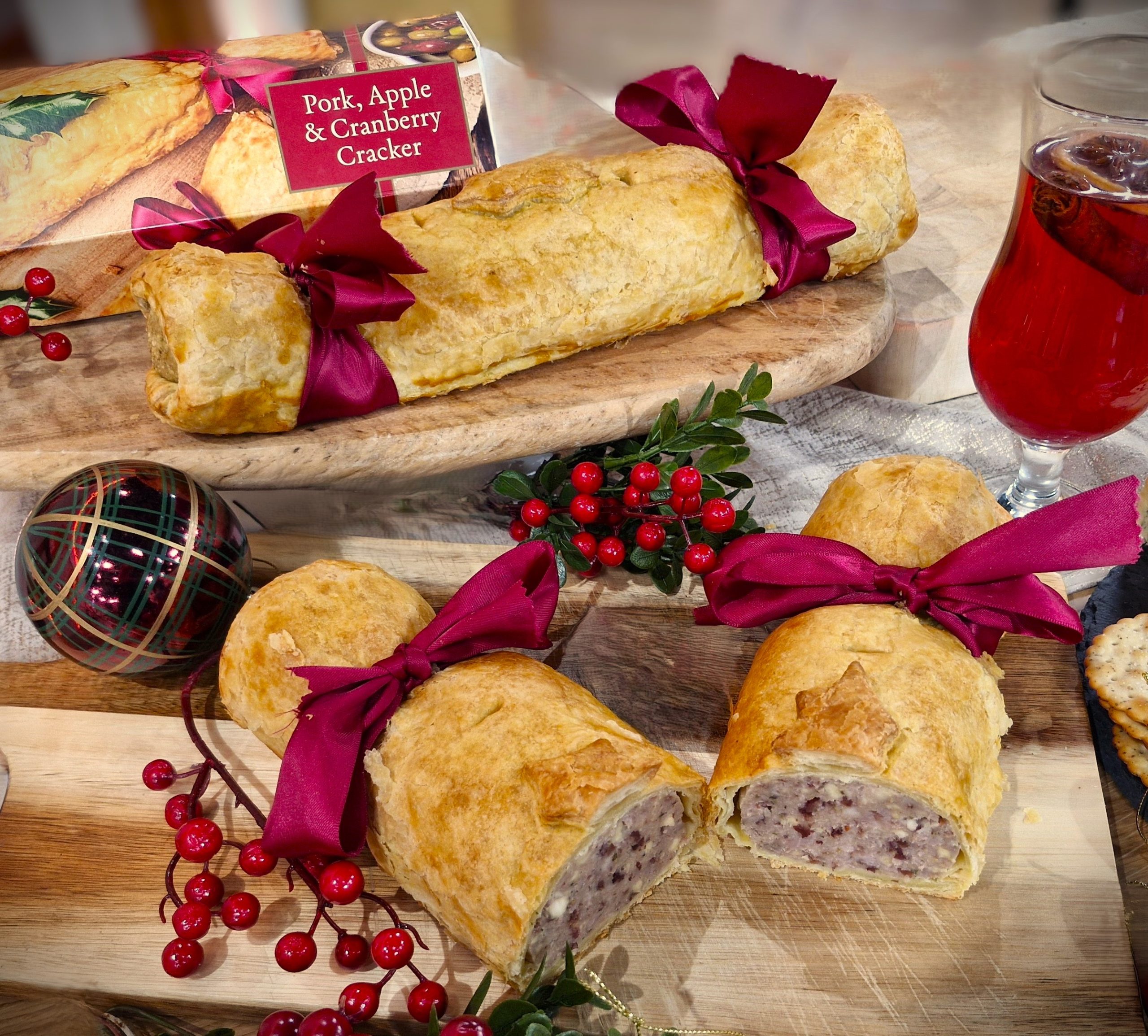 New 2 Hand Crafted Gourmet Sausage Roll Crackers Boxed with ribbon. - Image 2